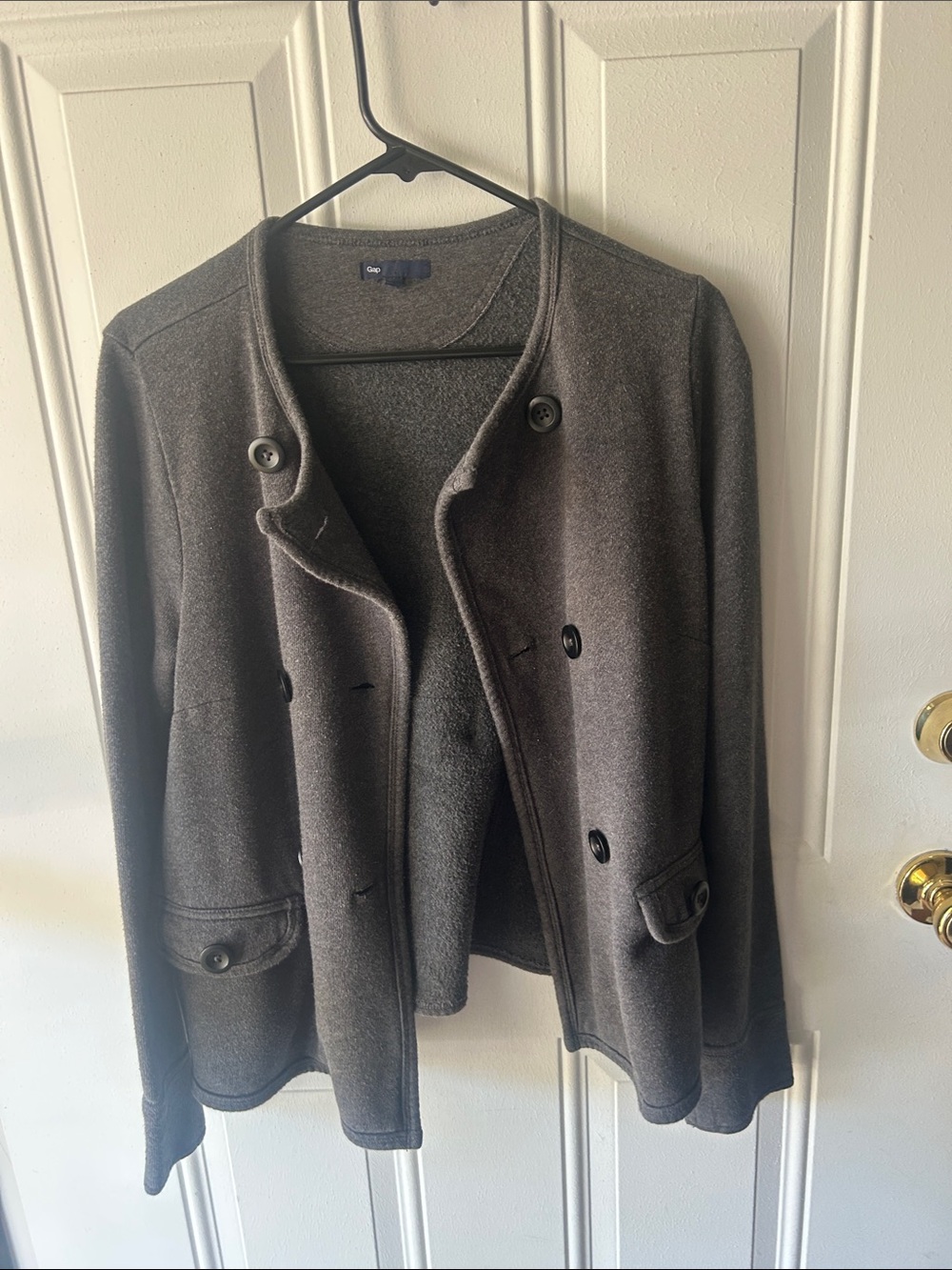 GAP Women’s Charcoal Gray Double-Breasted Knit Blazer